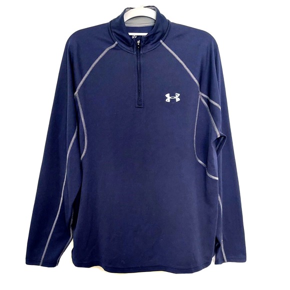 Under Armour Men Pullover M Loose Fit All Season 1/4 Zip Pocket Blue Athleisure - Picture 1 of 14